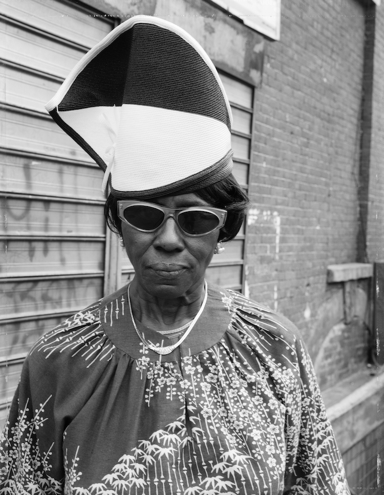 “A Woman at Fulton Street and Washington Avenue, Brooklyn, NY,” 1988; courtesy the artist and Sean Kelly Gallery, Stephen Daiter Gallery, and Rena Bransten Gallery; © Dawoud Bey 